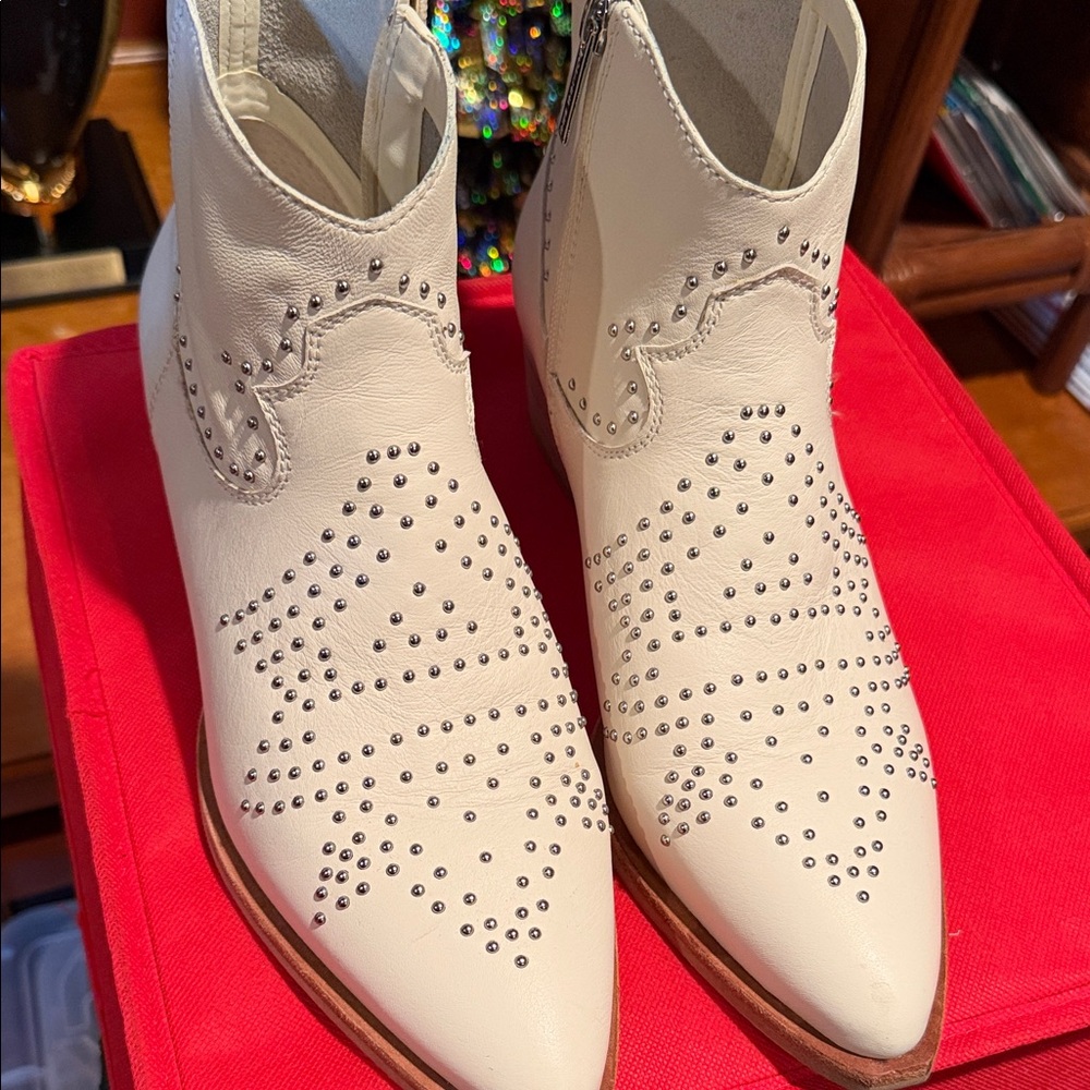Gianni Bini Ivory Studded Ankle Booties